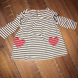 3-6 mo gap girls heart and striped shirt/tunic
